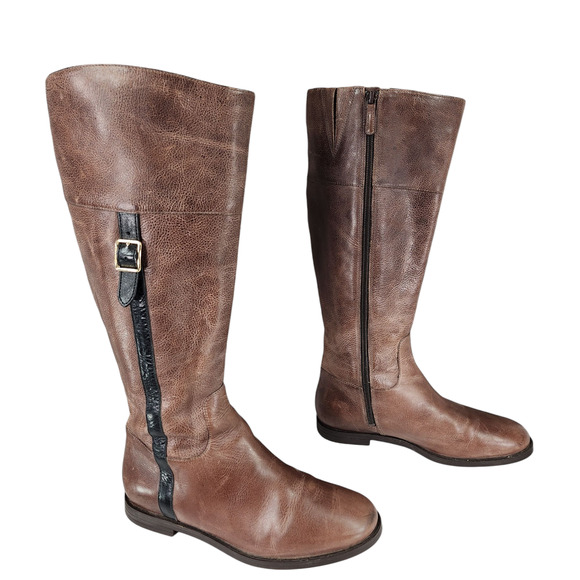 Cole Haan Knee High Tall Riding Boots 6B Women Eldridge Brown Leather Equestrian - Picture 1 of 11